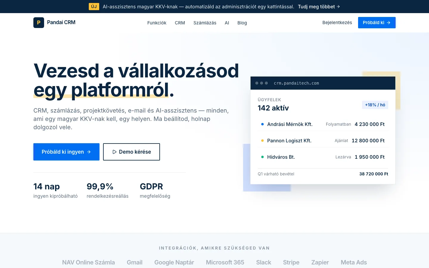 Pandai CRM képernyőkép